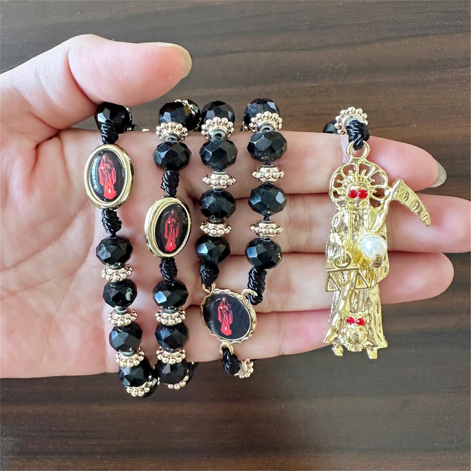 Santa Muerte Necklace Rosaries Beads Holy Death's Necklace Blessing Crafted Rosario de la santa muerte Prayer Gift For Men and Women - Image 5