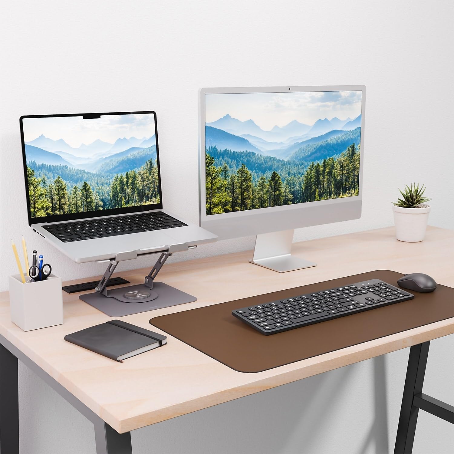 Staples TECH 10" x 8.7" Steel Adjustable Laptop Stand, Silver