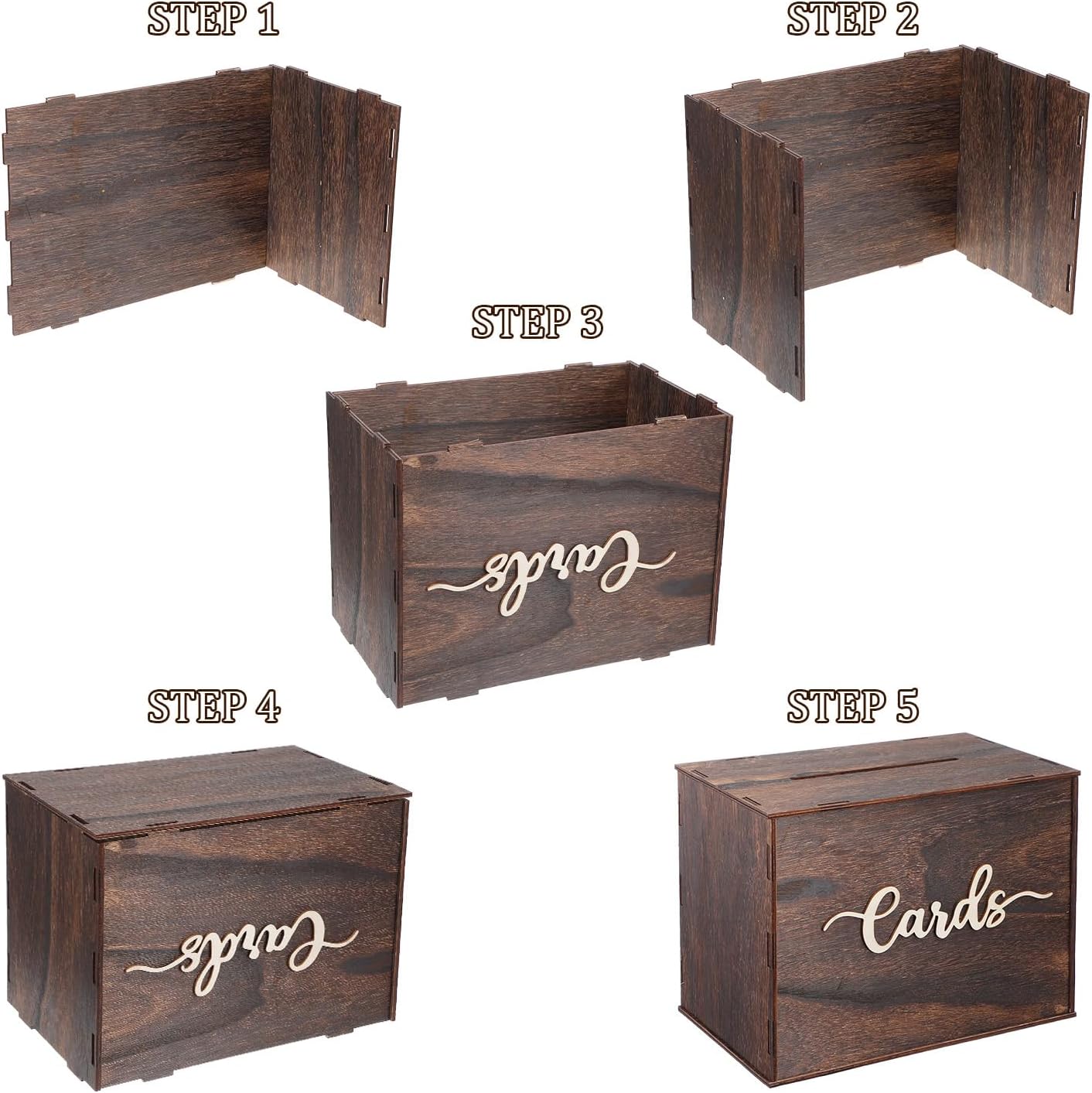 Wooden Wedding Card Box for Reception, Graduation Party 12x9x7 In
