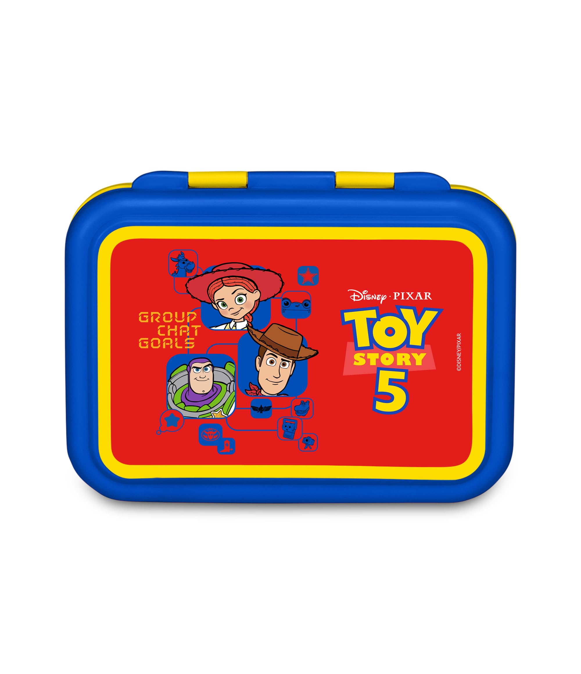 Seven Toy Story Lunch Box 850ml, Internal Snack Divider, Easy Open, Heat Resistant, Dishwasher Safe, Kids Gift, School, Travel, Red/Blue