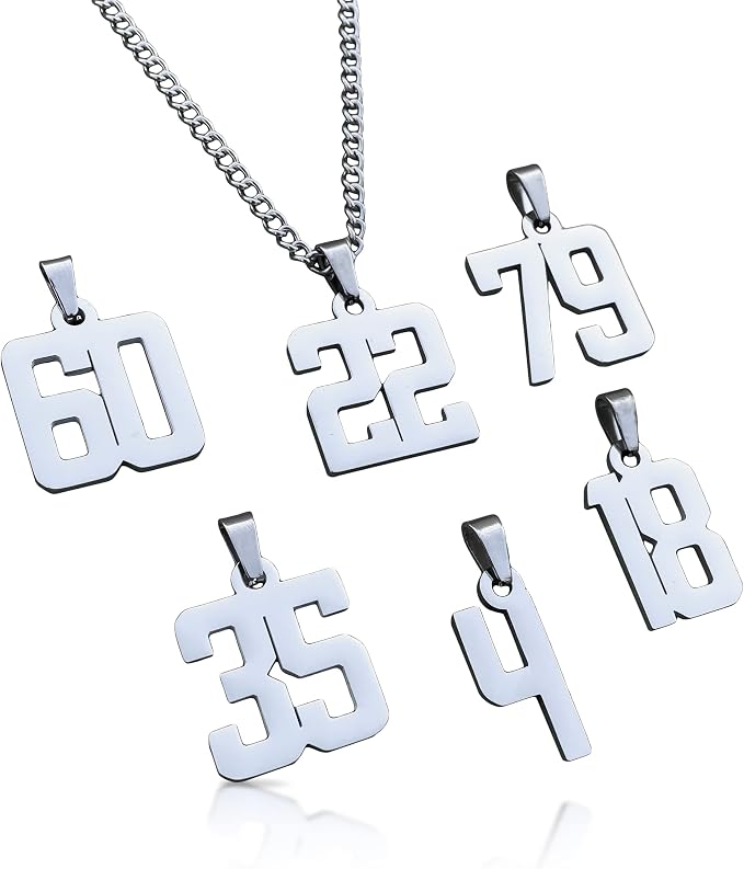 00-99 Custom Number Pendant With Chain 