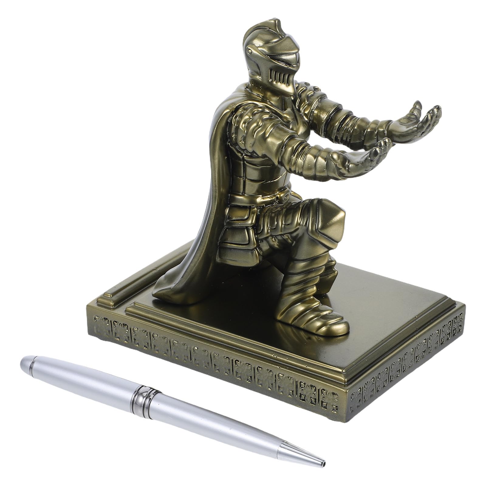 Sosoport Portapenne e Design Medievale Unico Guerriero in Resina Base Stabile Organizer da Scrivania Retrò per Ufficio e Vanity
