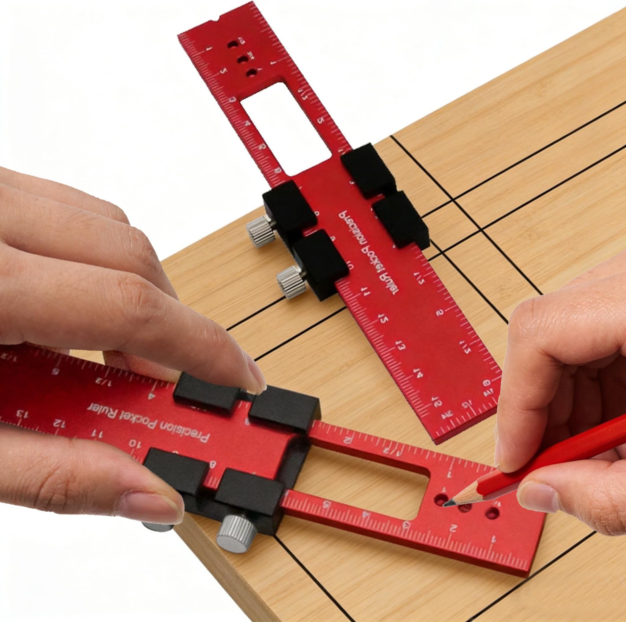 Metal Slide Stop Woodworking Marking Ruler Tools, 160mm Precision Pocket Rule - Metric & Inch Dual Scale, Scribing Tool for Woodworking & DIY Projects