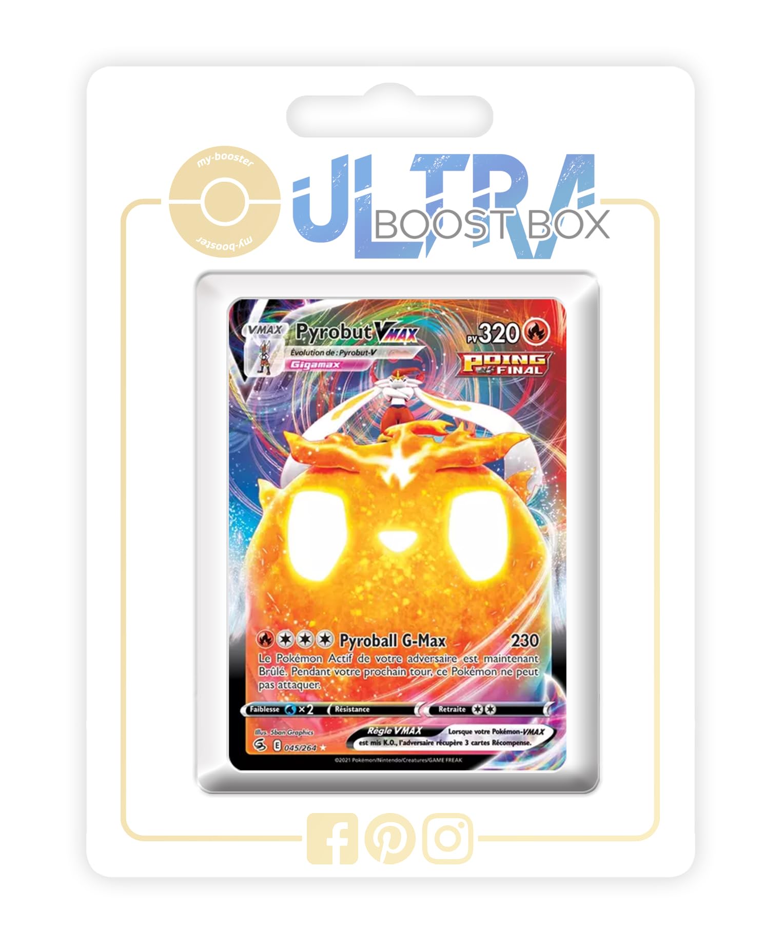 Carte Pokémon Pyrobut V - Poing Final | Coffret De 10 Cartes Françaises | Épée Et Bouclier - Poing De Fusion