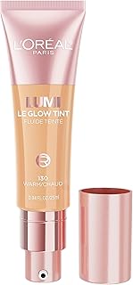 L'Oreal Paris Lumi Le Glow Skin Tint, Lightweight Water-Based Tinted Serum with Foundation-Like Coverage, Glow Illuminator, Warm 130, 0.85 Fl Oz