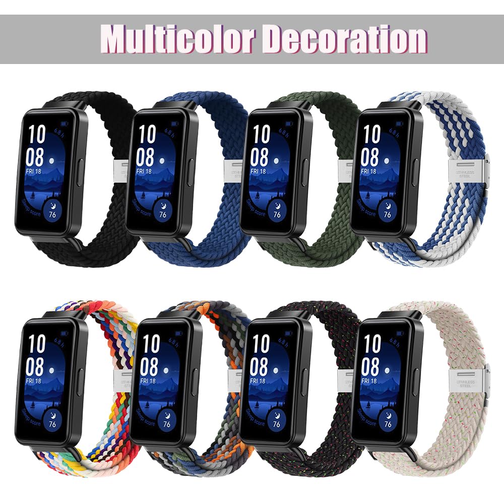 Niboow Correa Compatible Con Huawei Band 10, Hombres Mujeres Ajustable Respirable Band Elástica Nylon Trenzada Con Cierre Magnética - Color Vaquero