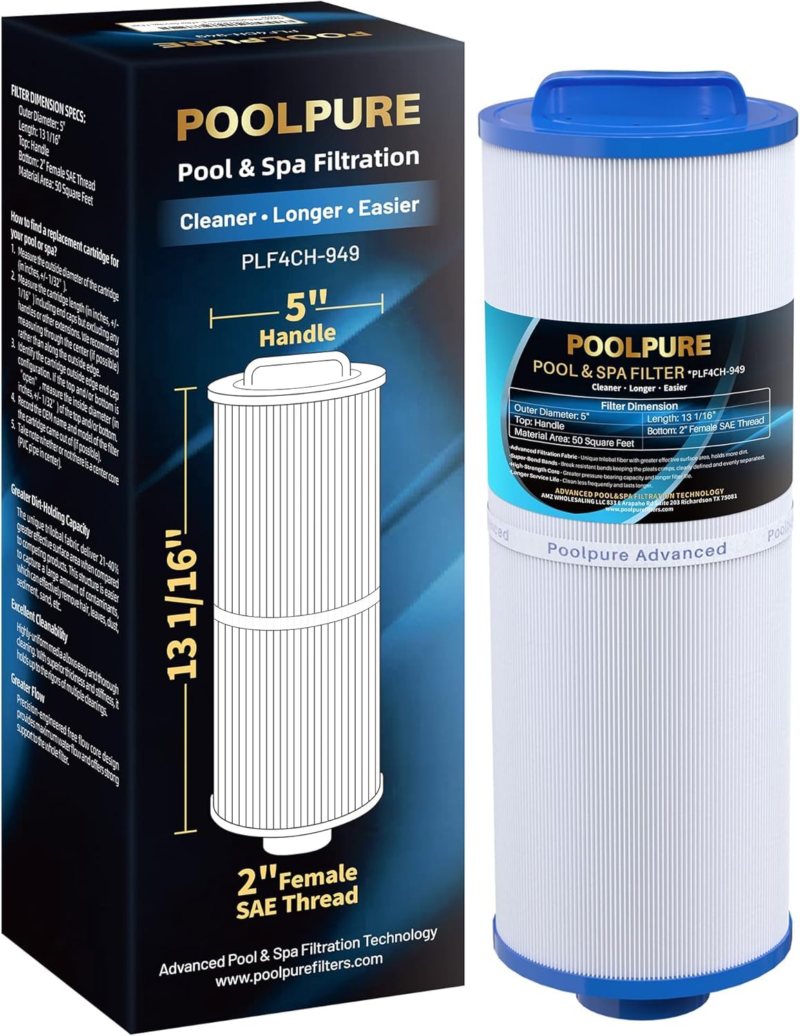 Filtre de Spa remplace Pleatco PWW50L Filbur FC-0172 cartouche pour Waterway 50