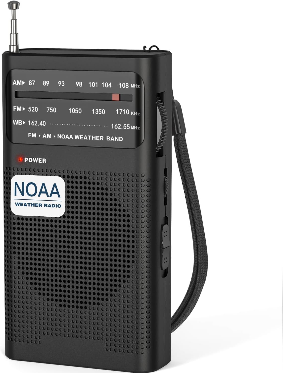 Goodes NOAA Weather Radio, AM FM NOAA Emergency Radio Portable with Best Reception, Headphone Jack, Powered by 2 AA Battery, Transistor Radios Battery-Operated for Emergency, Hurricane, Home(Red)