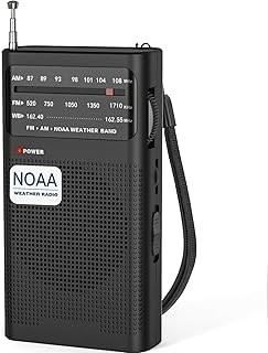 Goodes NOAA Weather Radio with Best Reception, AM FM Portable Radio with 2 AA Battery-Operated, Loud Speaker, Transistor Antenna, Headphone Jack, Perfect for Home, Outdoor, and Emergency Use-Black