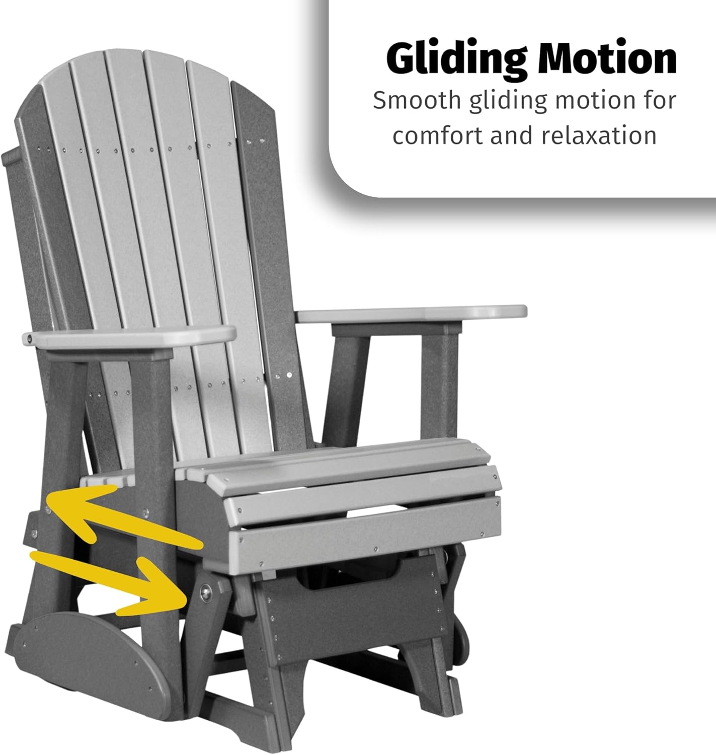 LuxCraft 2' Adirondack Glider Chair - Available in 20 Colors, Weatherwood and Black