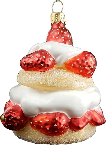 Miniatura 3 de Fresa Shortcake Comida Cocina Chef Postre Fruta Polaco Vidrio Árbol de Navidad Ornamento Culinario