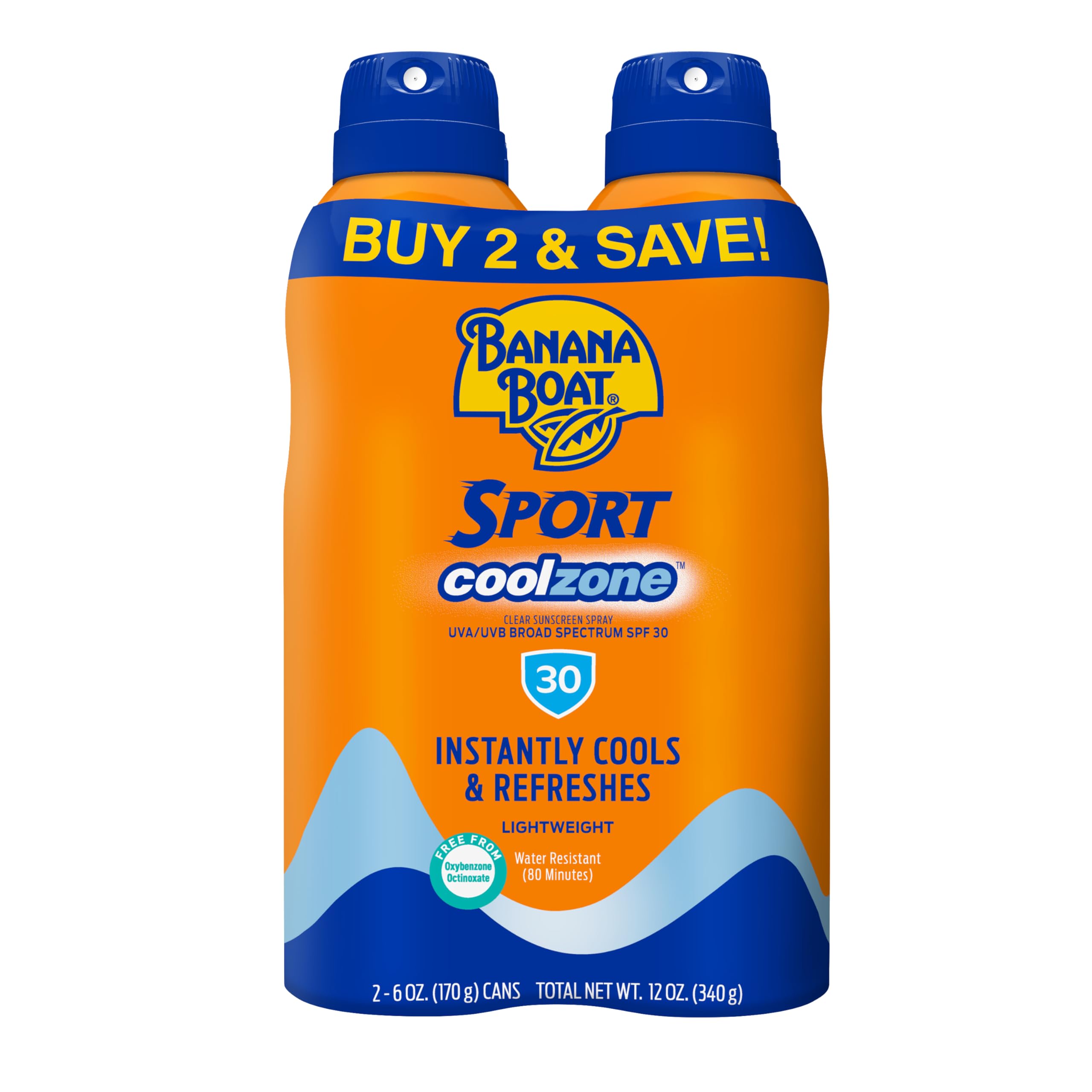 Banana Boat Sport Performance Coolzone Broad Spectrum UltraMist Sunscreen Spray - SPF 30-6 Ounce Twin Pack