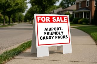 Airport-Friendly Candy Packs For Sale Whte Red Black Folding Coroplast A-Frame with Double-Sided 23in x23in