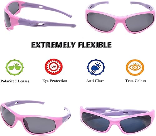 Miniatura 4 de AODUOKE Gafas de sol polarizadas deportivas para niños y niñas, para niños, jóvenes, béisbol, playa, sol con correa