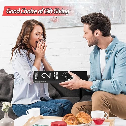 Miniatura 8 de Paquete de 2 cucharas de cocina grandes de silicona, antiadherentes de acero inoxidable ranuradas y sólidas para servir, mezclar, drenar,