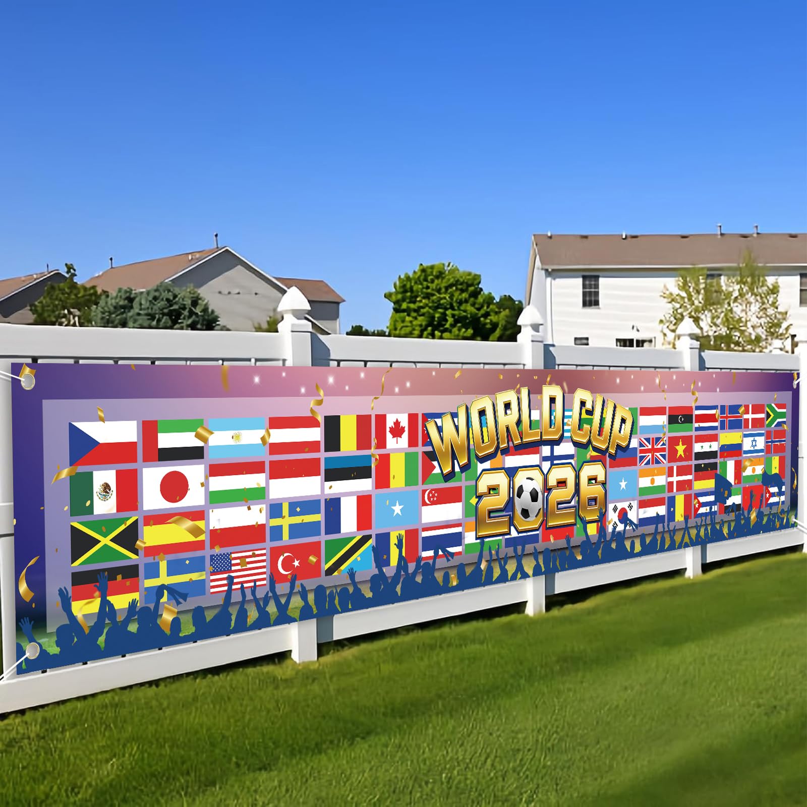 World Cup Football 2026 Large Football Backdrop Banner National Flag Background 300x50cm Outdoor Sports Events Party Decorations Gatherings, Events, or Attending Gatherings Outdoor Display