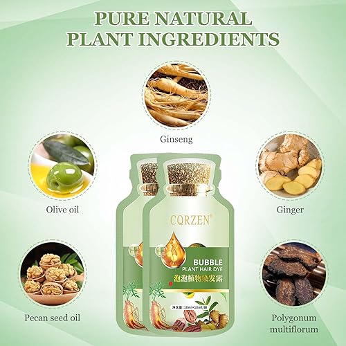 Miniatura 7 de HUANG YI - Tinte natural para el cabello vegetal, nuevo tinte botánico de burbujas para el cabello, paquete de 10 paquetes por caja, tinte para el