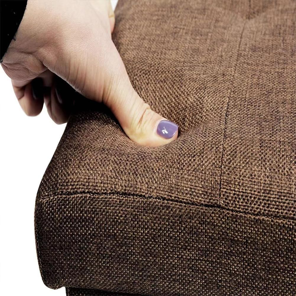 BAKAJI Cassapanca Pouf Contenitore Poggiapiedi per Camera da Letto Panca Sgabello Struttura Pieghevole Rivestimento in Tessuto Seduta Rimovibile Imbottita Dimensione 38 x 76 cm (Marrone)