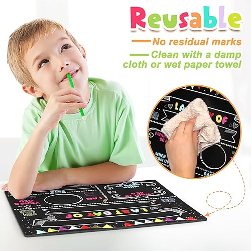 Miniatura 3 de Letrero de tablero de primer y último día de escuela con 5 tizas líquidas, tableros Fabmaker de 9.4 x 11.8 pulgadas, tablero de densidad borrable,