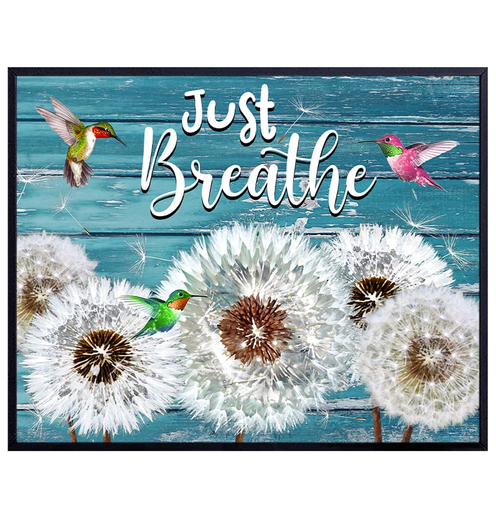 Just Breathe Wall Art Hummingbird Wall Decor Dandelion