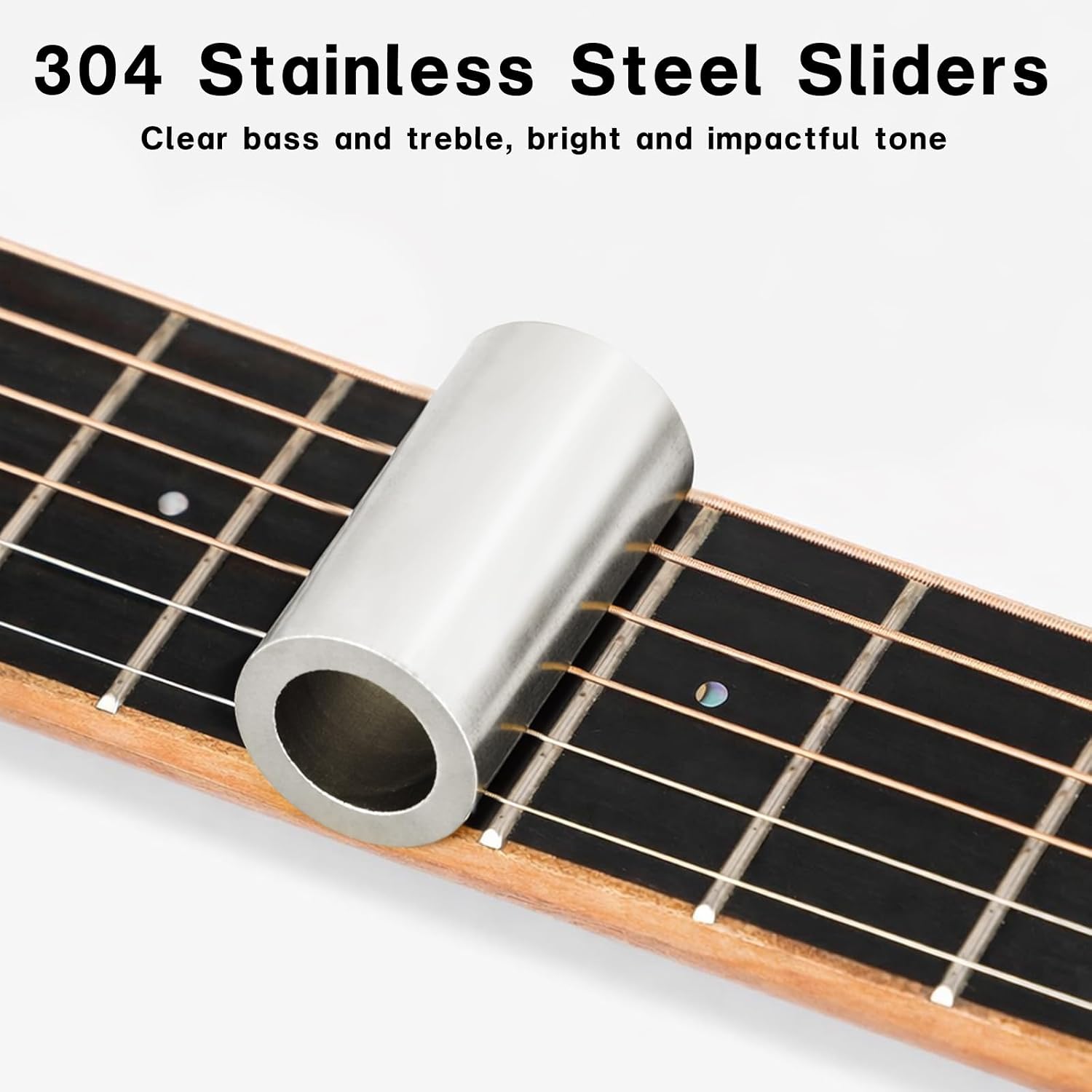 EASTROCK Guitar Slide Set 4PCS,Metal Steel Tone Bar,Glass/Steel/Brass,Small