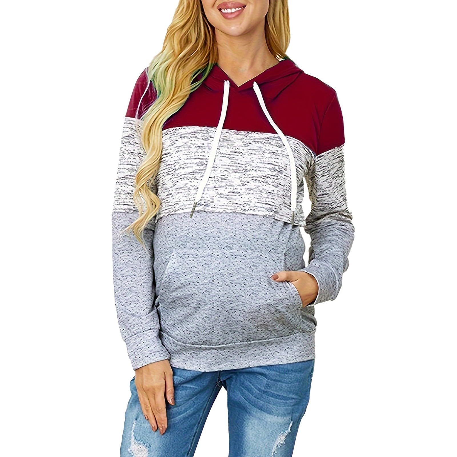 Maglione da allattamento da donna, in cotone, a maniche lunghe, tinta unita, con collo alto, a doppio strato, per allattamento e allattamento