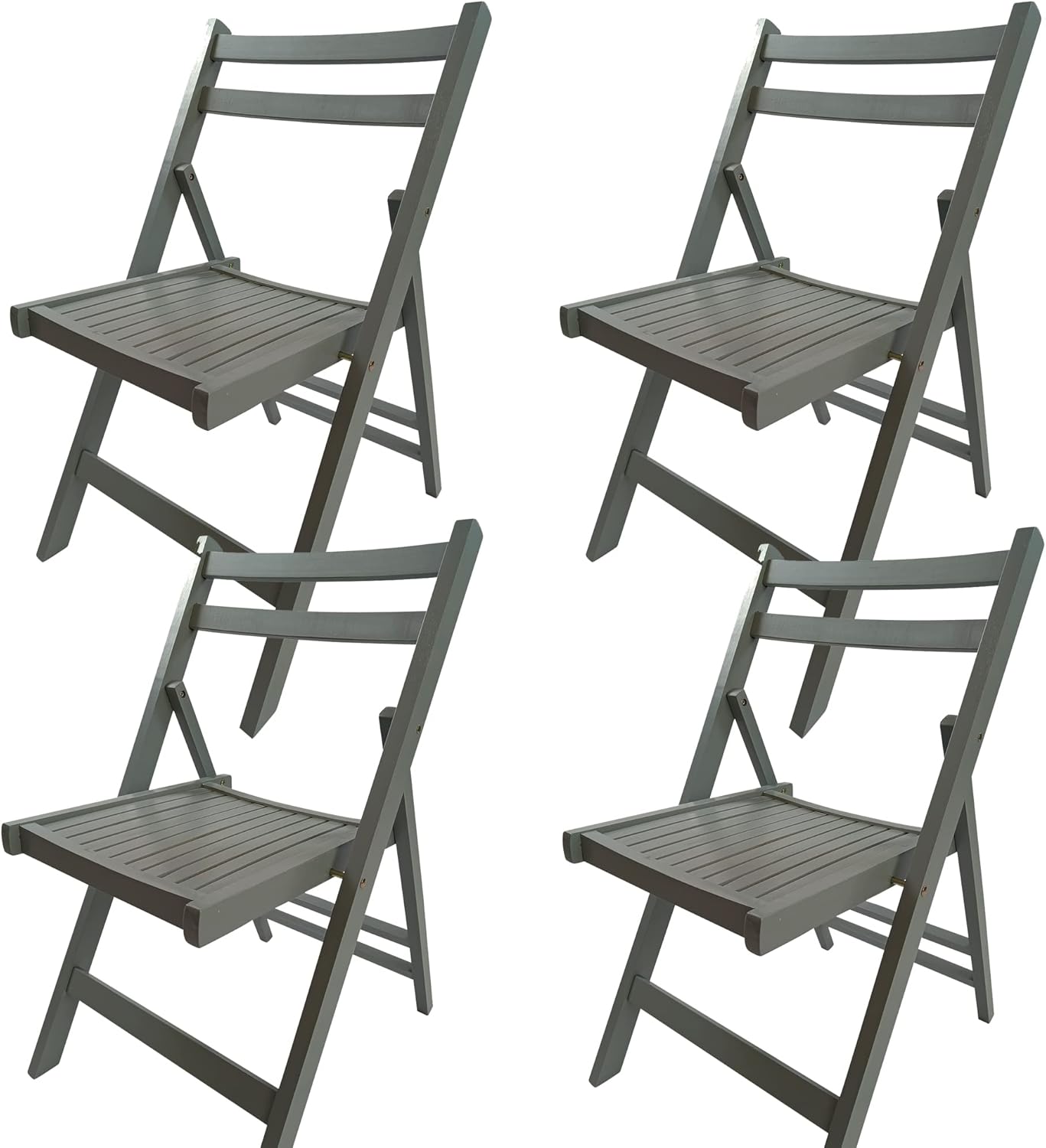 HomVent 4 Pack Wooden Folding Chairs Slatted