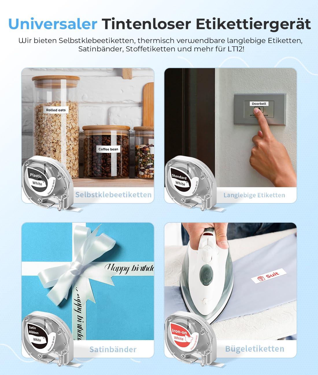 Phomemo LT12 Etikettendrucker: QWERTZ & Bluetooth, 3-in-1