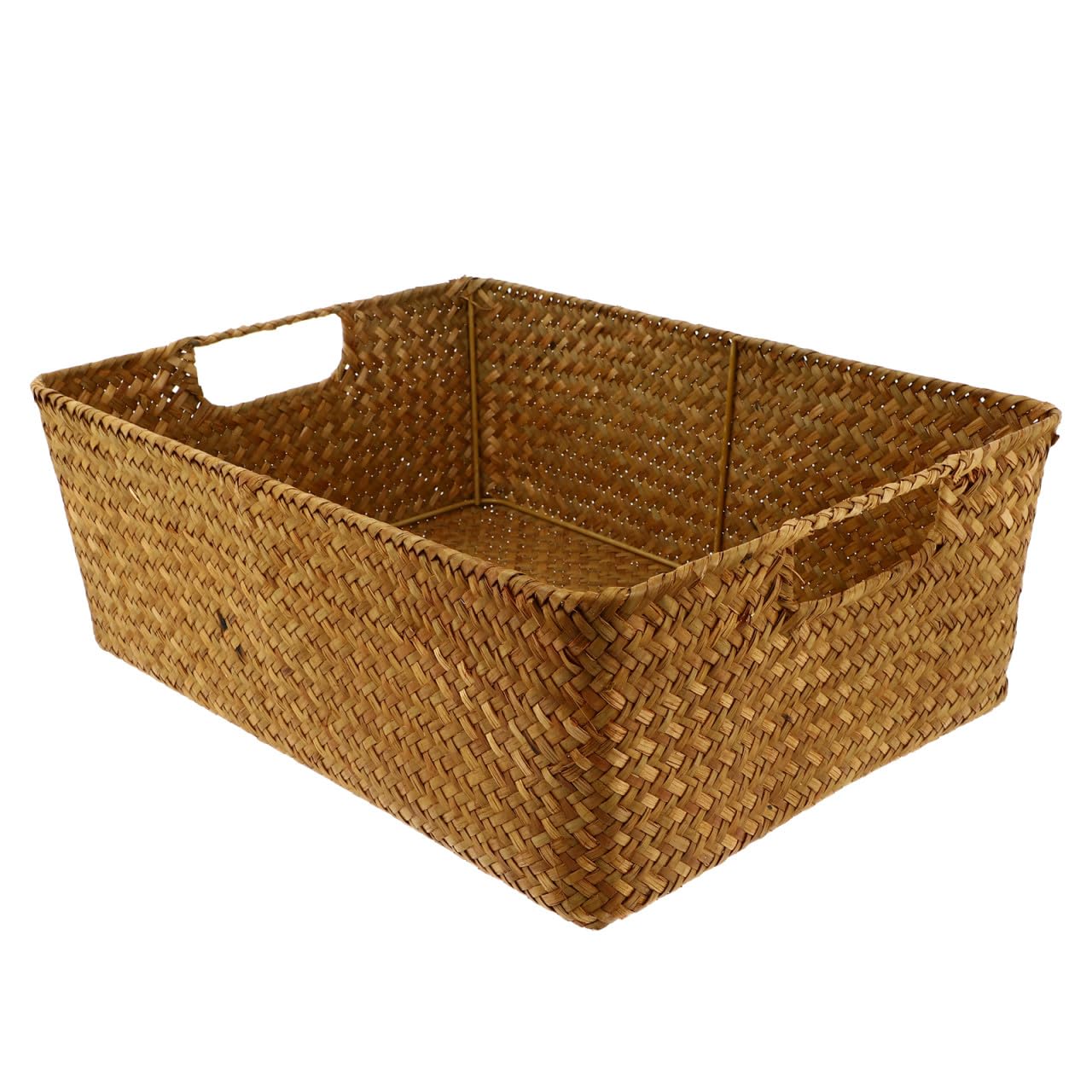 Bac de rangement tissé main en algues haut de gamme rectangulaire durable
