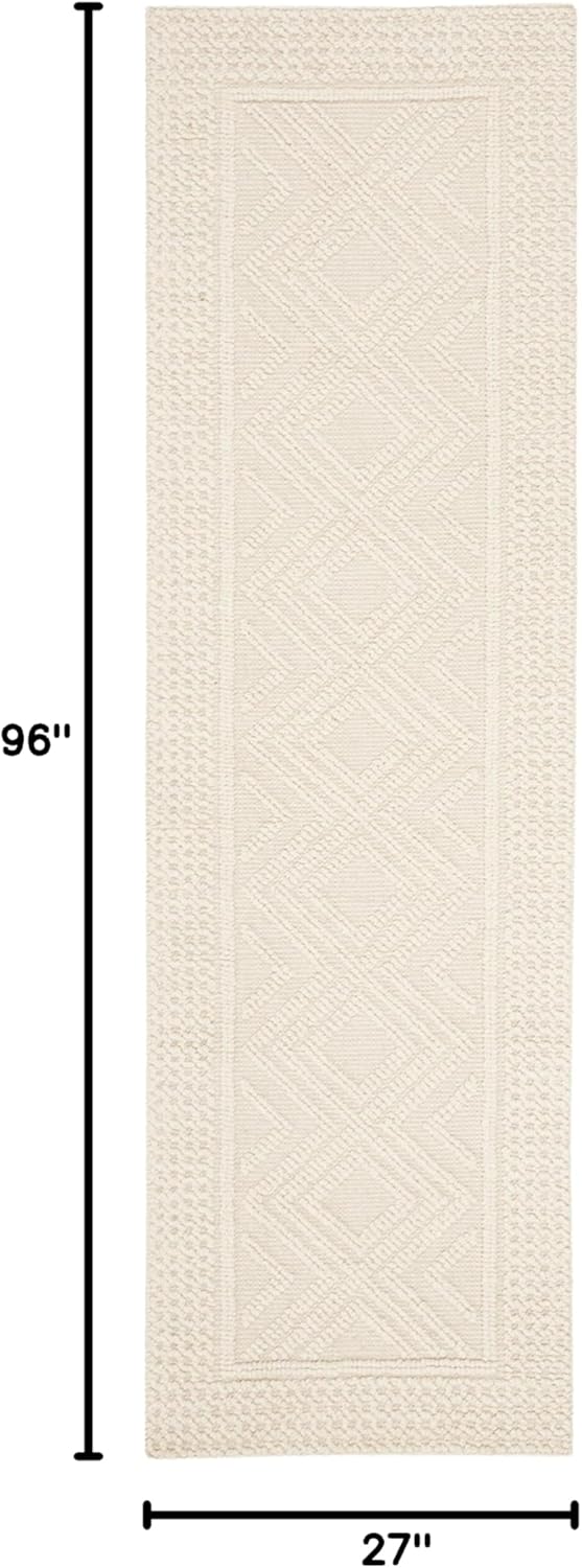 SAFAVIEH Vermont Collection Runner Rug - 2'3" x 8', Ivory, Handmade Wool & Cotton, Ideal for High Traffic Areas in Living Room, Bedroom (VRM212A)