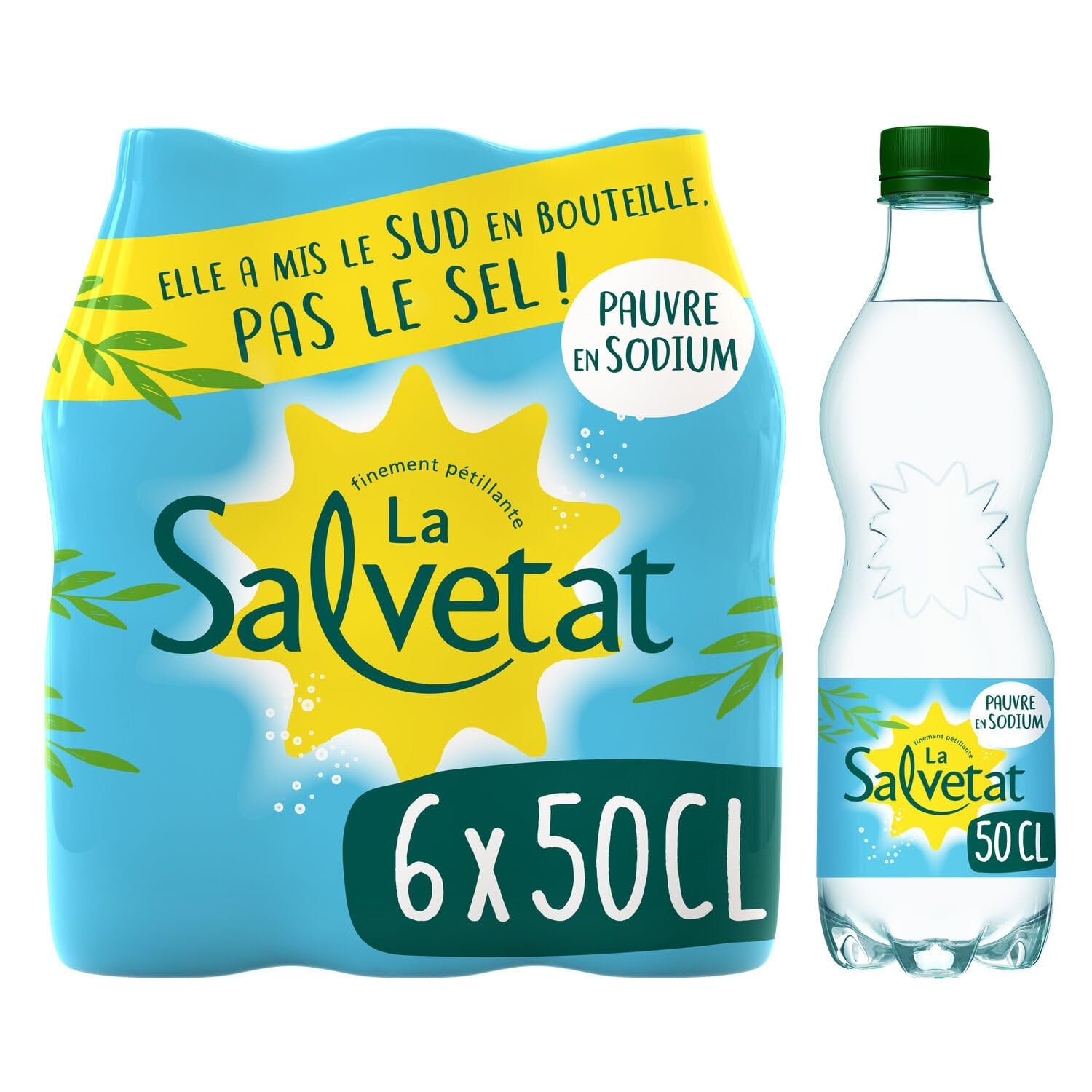 SALVETAT – Eau Minérale Naturelle Pétillante, Fraîcheur Pure et Légère en Bouteilles 50cL (Pack 6)