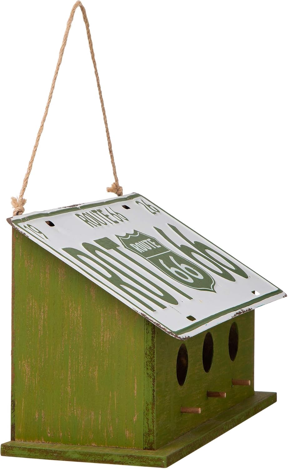 Glitzhome JKC00904 Garden Decorative Bird House Wooden Metal Green Licence Plate Birdhouse, 14" L : Garden & Outdoor