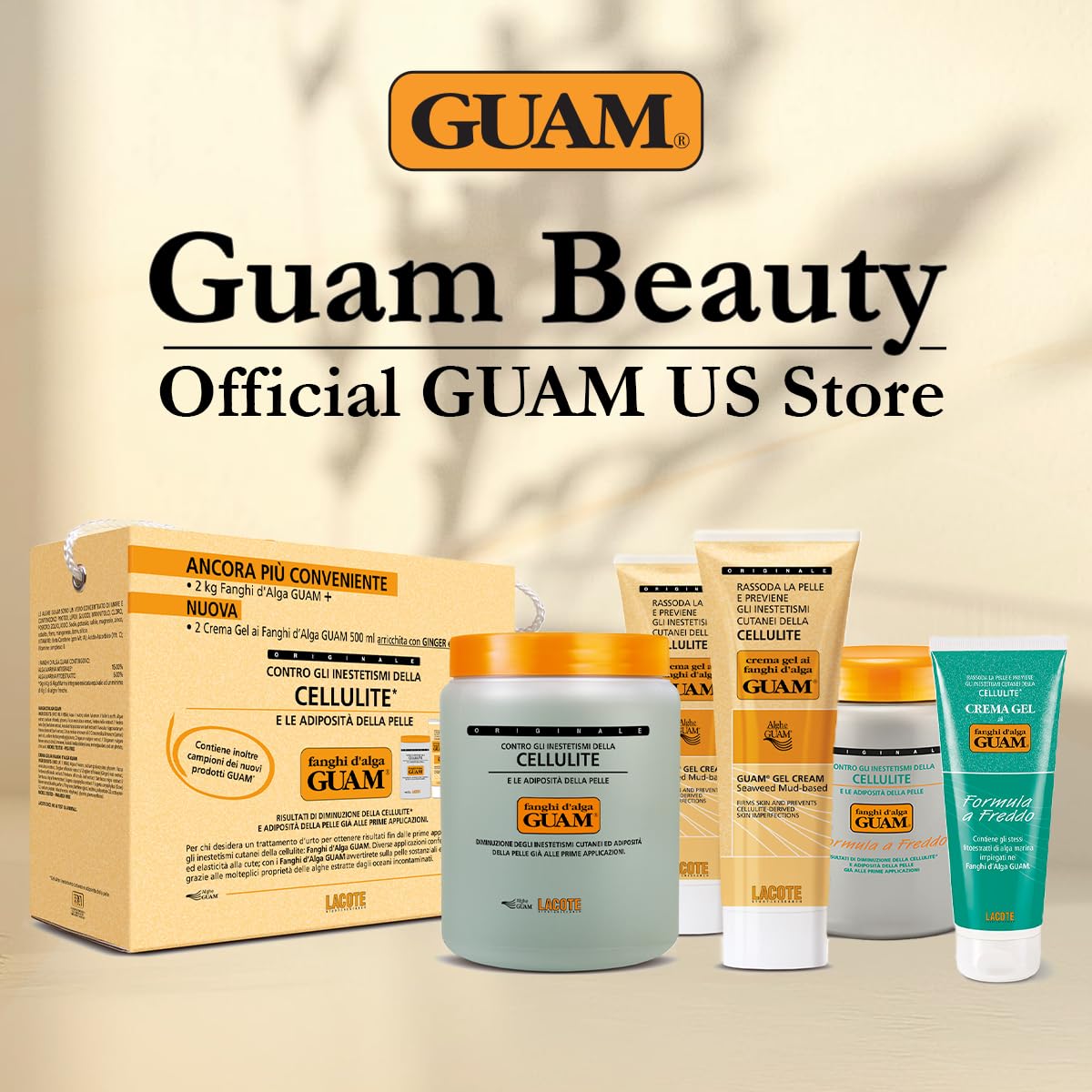 Guam Boue d’Algues Anti-Cellulite - 1kg Masque Corps Chauffant Pour Cuisses et Fesses - Soin Raffermissant Anti-Capiton - Réduit l’Aspect Peau d’Orange - Fermeté Renforcée et Lissage Visibles