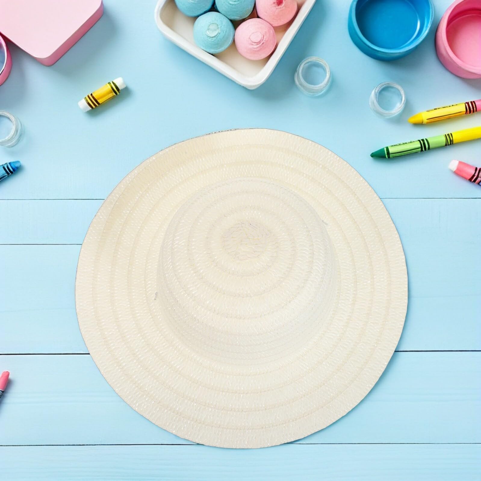Chapeau de Paille Tressé à Larges Bords 12 Pièces, PP, Unisexe | Beige, Design Chinois Tressé, Lot pour Cosplay et Loisirs Créatifs, Format Adulte