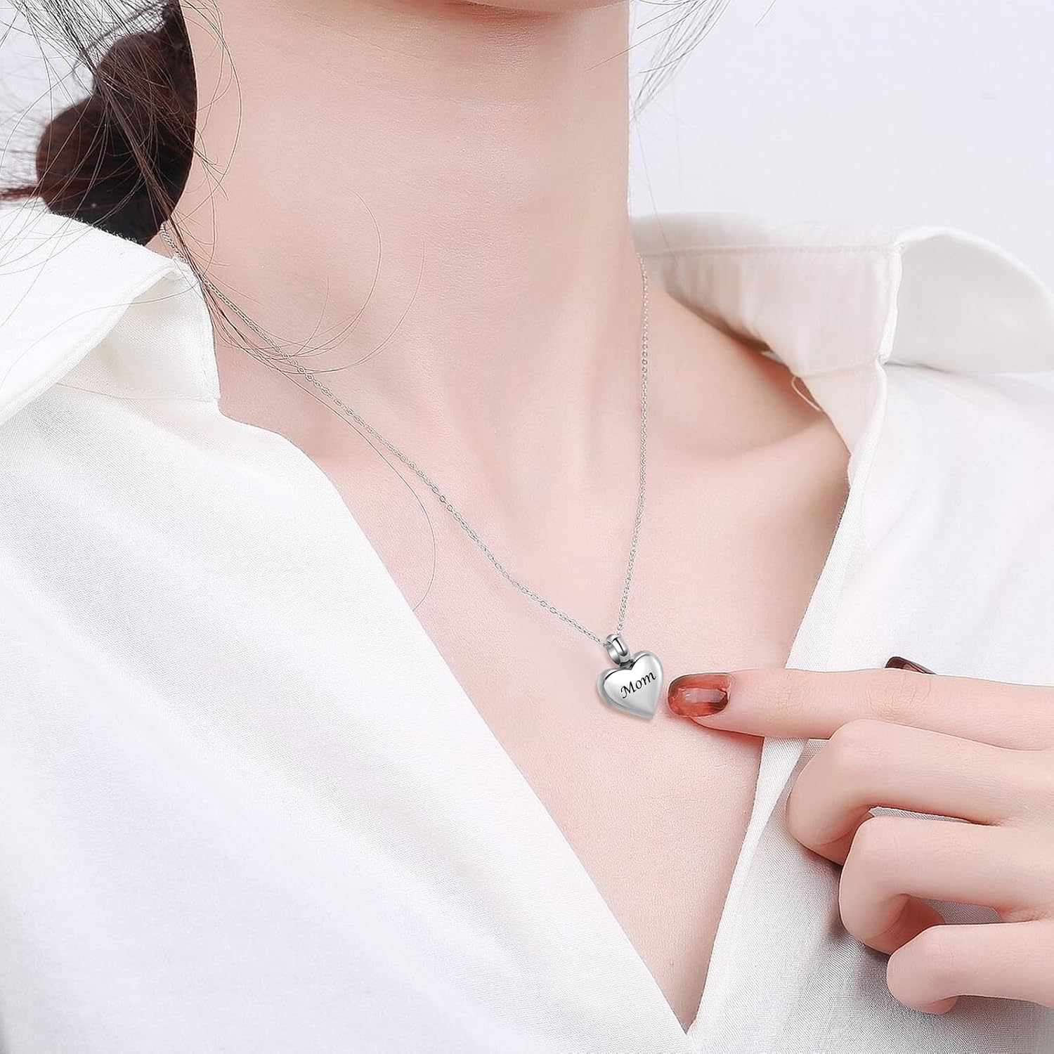 Imrsanl Small Heart Urn Necklace for Ashes Cremation Jewelry for Women Stainless Steel Pendant Memorial Ash Holder Loved Ones Keepsake