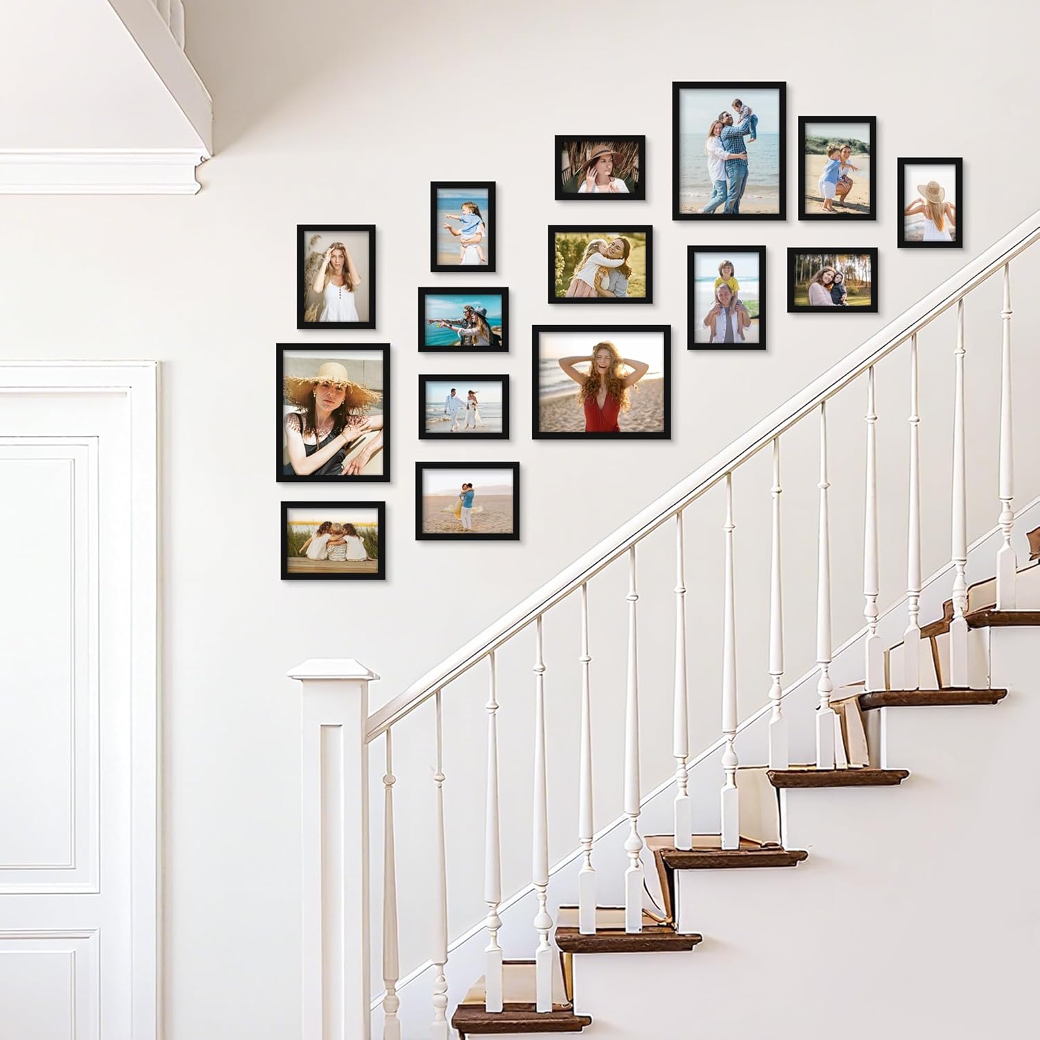 PEALSN 15 Pack Collage Picture Frames, Gallery Wall Frame Set with Three 8x10, Six 5x7, and Six 4x6, Multiple Photo Frames for Wall Gallery Decor, Black