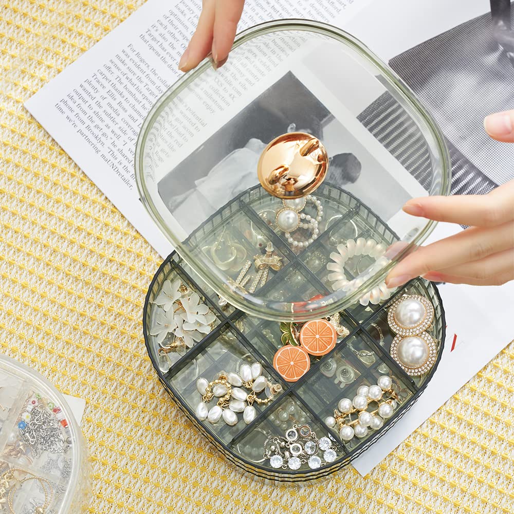 Organizador de aretes, caja de joyería transparente apilable de 3 capas con tapa, organizador de aretes para mujeres y niñas, soporte de exhibición de aretes para aretes, anillos, tachuelas, 2