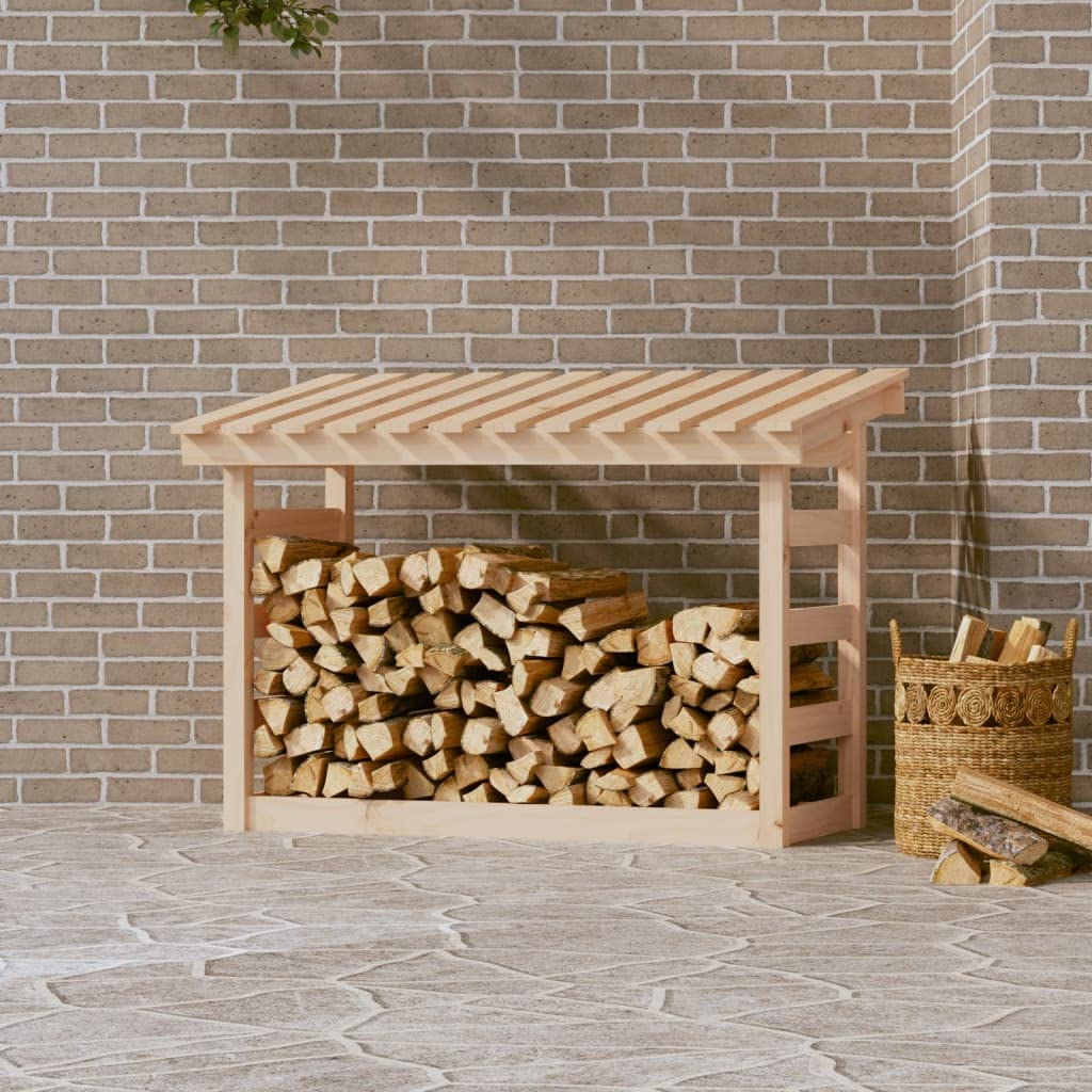 Kaminholzregal 108x64,5x78 cm aus massivem Kiefernholz, Brennholzregal für die Garten-Lagerung, Holzunterstand für Scheite