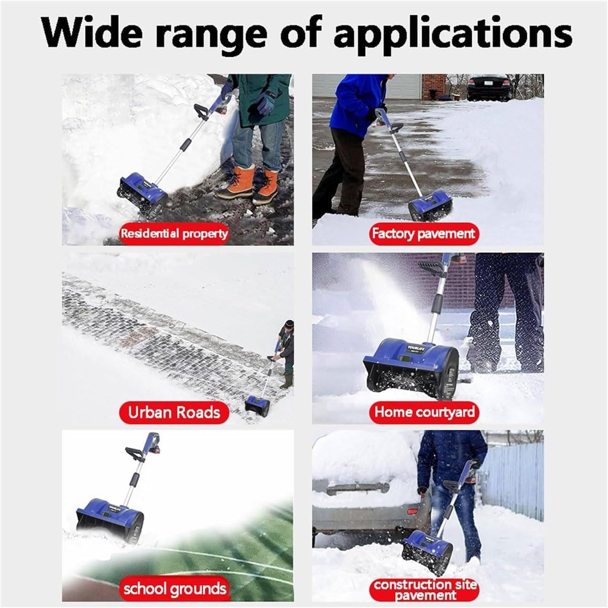Pala da neve elettrica con batteria e caricatore rapido, pala da neve da 4,0 Ah for vialetto, spazzaneve con guida da terra con motore potente e impugnatura regolabile, 300 libbre/min(1-Battery)