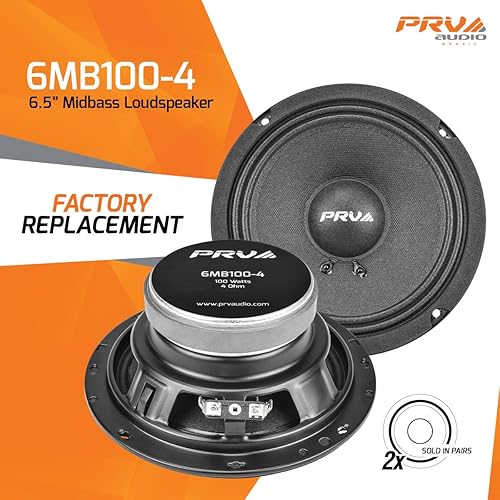 Miniatura 4 de PRV AUDIO 6MB100-4 Par de altavoces de graves de 6" Pro de audio para coche 6 pulgadas de bajo medio 4 ohmios, 50 vatios de potencia RMS, 100 vatios