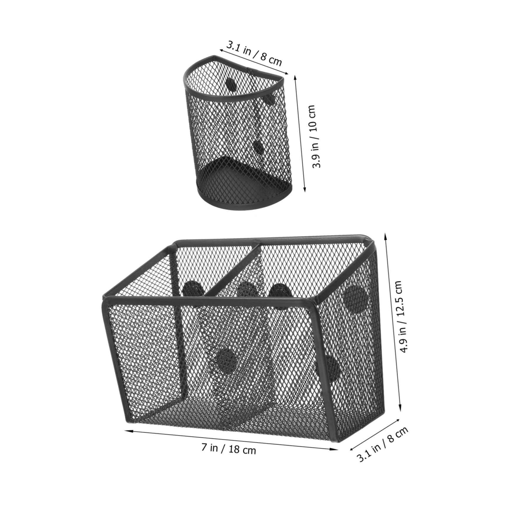 Portapennarelli Magnetico 3 Pezzi in Ferro e Plastica, Nero