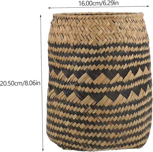 Miniatura 6 de BETOOKY Cesta de almacenamiento de papelera de oficina, papelera tejida, papelera pequeña, cesta de flores, canasta de basura, cuerda de paja,