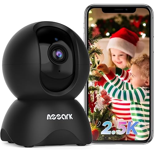 Assark Pet Camera with Phone APP 5MP, Indoor Camera 2.5K, Camera for Home Security 360°, 2.4GHz WiFi, Night Vision, PTZ, AI Human Detection, Two-Way Audio (Black)