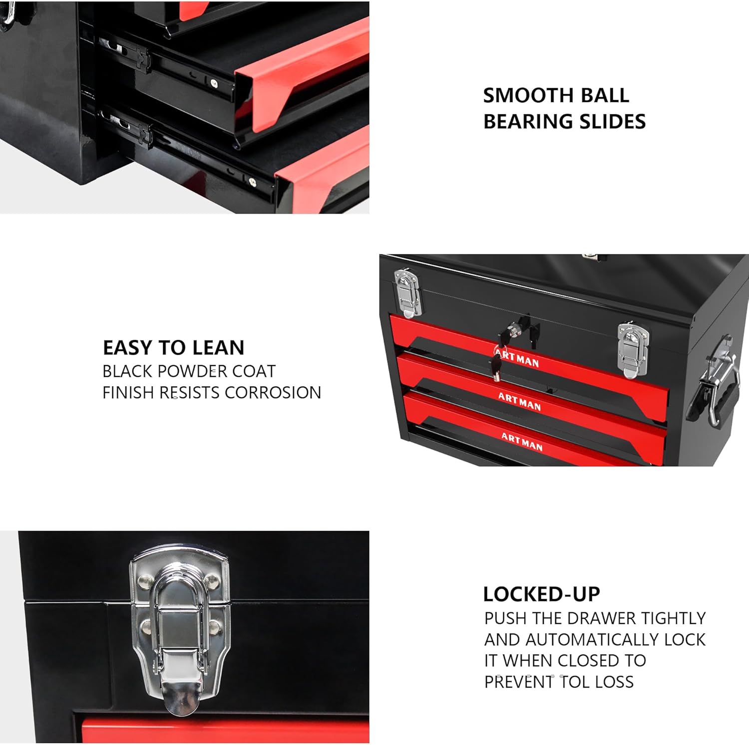 Tool Cart Storage Cabinet with 3 Drawers Tool Chest Heavy Duty Metal Construction,Toolbox Tool Organizer for Garage, Workshop, Home,Repair Shop… B0CTY5ZNC5