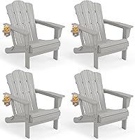 Vista 88 de Juego de sillas Adirondack plegables KINGYES de 2, Silla plegable Adirondack de HDPE para todo clima, Café