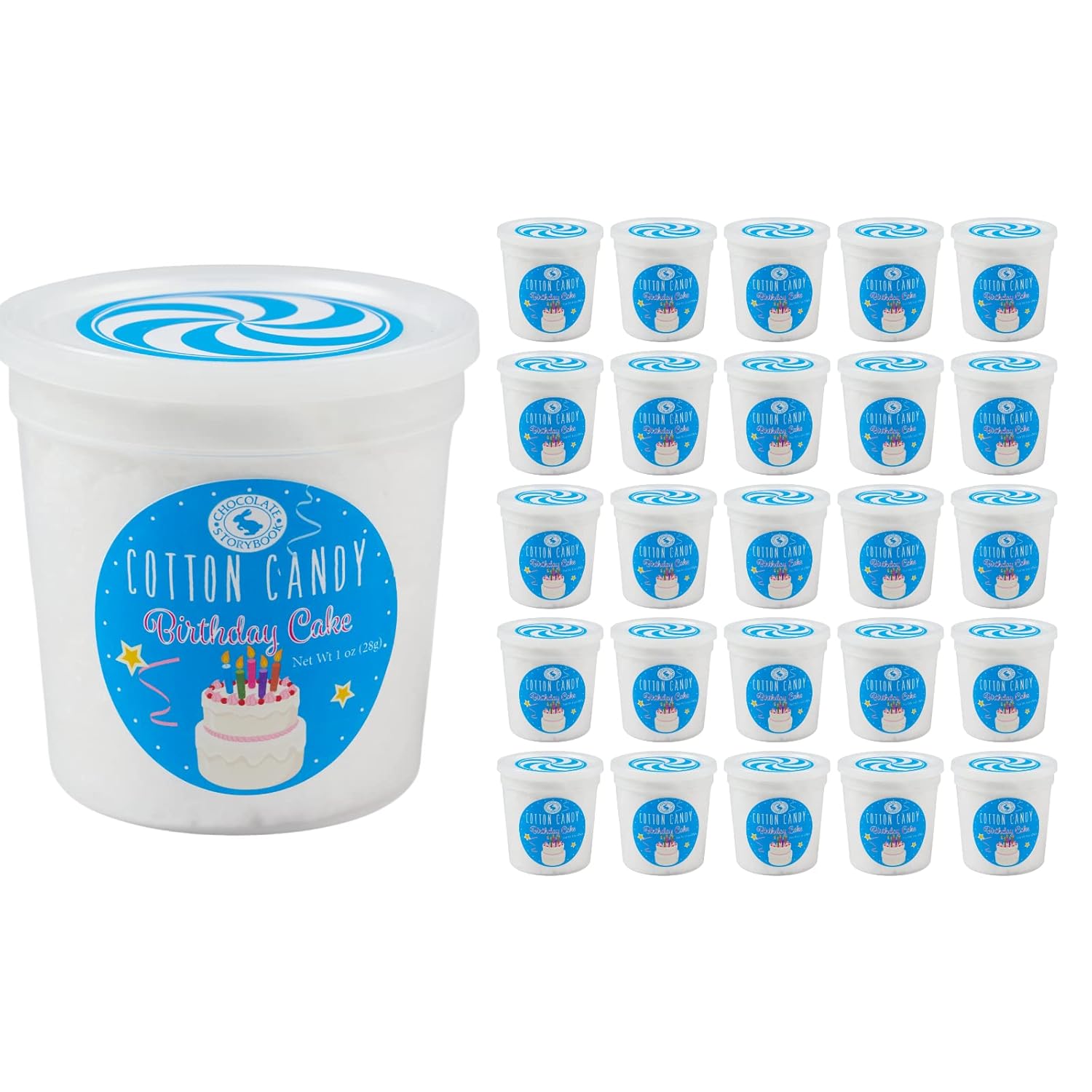 Birthday Cake Cotton Candy Favors (Gift Set of 25) - Unique Ideas for Holidays, Birthdays, Celebrations, Party Favors