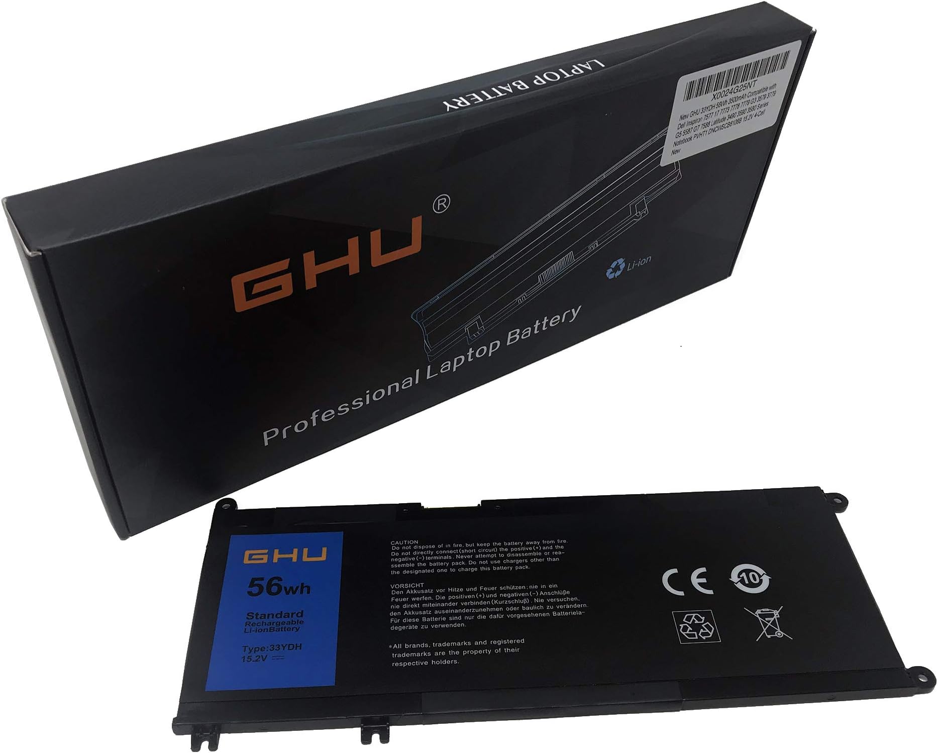New 33YDH 56Wh Battery Compatible with Dell Inspiron 17-7779, Latitude 3380 3490 G3 3590