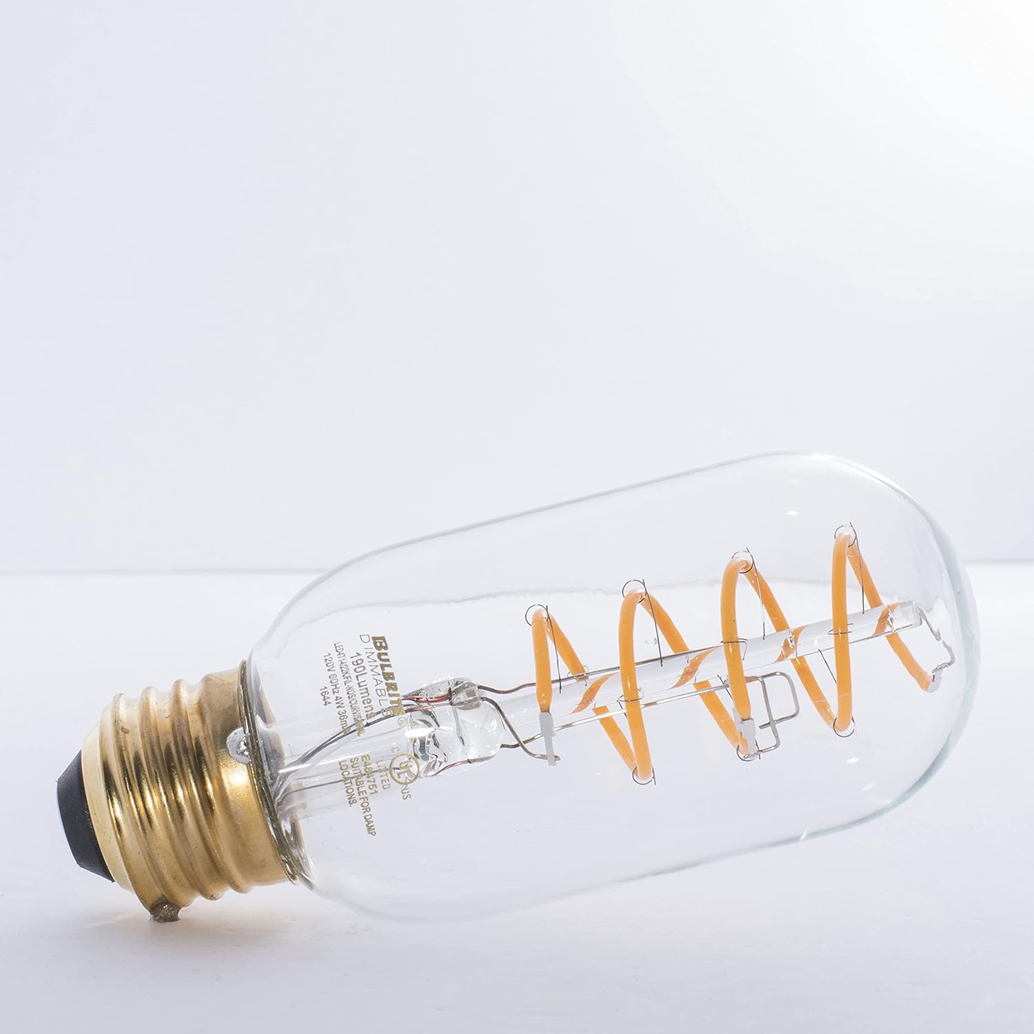 Bulbrite Pack of (2) 4 Watt Dimmable Antique Nostalgic Curved Filament T14 Medium (E26) LED Bulb - 2200K and 85 CRI