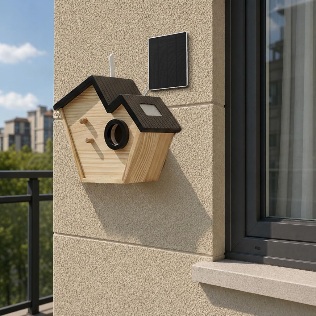 Smart Vogelhaus mit Kamera, Solar, 4400mAh Akku, IP65, KI Vogelerkennung