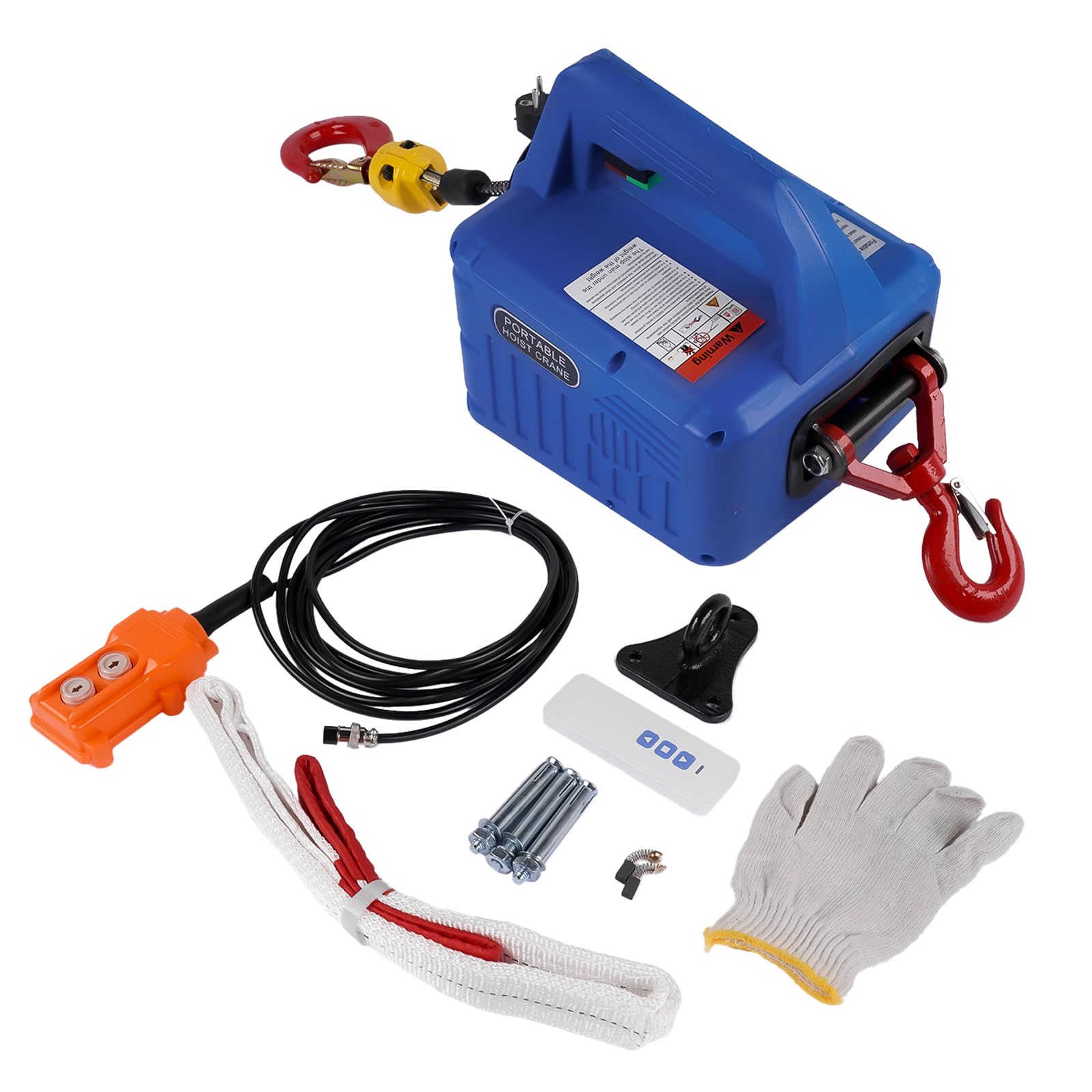 3 in 1 Paranco elettrico 500 kg 1500W Argano Elettrico Portatile con finecorsa a infrarossi migliorato per Garage Magazzini Costruzione Domestica, Blu
